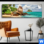 Spannbild Schoener Strand Mit Palmen Panorama Produktvorschau mit dem Bild Schöner Strand mit Palmen im Format Panorama.