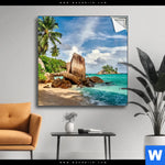 Spannbild Schoener Strand Mit Palmen Quadrat Produktvorschau mit dem Bild Schöner Strand mit Palmen im Format Quadrat.
