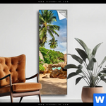 Spannbild Schoener Strand Mit Palmen Schmal Produktvorschau mit dem Bild Schöner Strand mit Palmen im Format Schmal.