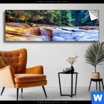 Spannbild Schoener Wasserfall Im Wald Panorama Produktvorschau mit dem Bild Schöner Wasserfall im Wald im Format Panorama.