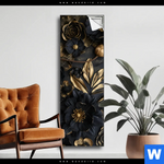 Spannbild Schwarze Und Goldene Blueten Schmal Produktvorschau mit dem Bild Schwarze und goldene Blüten im Format Schmal.
