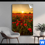 Spannbild Sommerlandschaft Mit Rotem Mohn Hochformat Produktvorschau mit dem Bild Sommerlandschaft mit rotem Mohn im Format Hochformat.