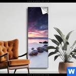 Spannbild Sonnenaufgang Am Strand Mit Felsen Schmal Produktvorschau mit dem Bild Sonnenaufgang am Strand mit Felsen im Format Schmal.