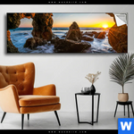 Spannbild Sonnenuntergang In Meeresgrotte Panorama Produktvorschau mit dem Bild Sonnenuntergang in Meeresgrotte im Format Panorama.