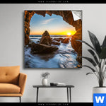 Spannbild Sonnenuntergang In Meeresgrotte Quadrat Produktvorschau mit dem Bild Sonnenuntergang in Meeresgrotte im Format Quadrat.