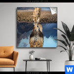 Spannbild Spiegelbild Loewe Loewenjunges Quadrat Produktvorschau mit dem Bild Spiegelbild Löwe & Löwenjunges im Format Quadrat.