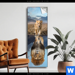 Spannbild Spiegelbild Loewe Loewenjunges Schmal Produktvorschau mit dem Bild Spiegelbild Löwe & Löwenjunges im Format Schmal.