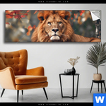 Spannbild Stolzer Blick Des Loewen Panorama Produktvorschau mit dem Bild Stolzer Blick des Löwen im Format Panorama.