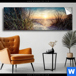 Spannbild Strandlandschaft Mit Gras Panorama Produktvorschau mit dem Bild Strandlandschaft mit Gras im Format Panorama.