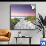 Spannbild Strandweg Im Sonnenuntergang Quadrat Produktvorschau mit dem Bild Strandweg im Sonnenuntergang im Format Quadrat.