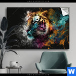 Spannbild Tiger Im Farbrausch Querformat Produktvorschau mit dem Bild Tiger im Farbrausch im Format Querformat.