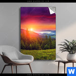 Spannbild Wald Bei Sonnenuntergang Hochformat Produktvorschau mit dem Bild Wald bei Sonnenuntergang im Format Hochformat.