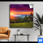 Spannbild Wald Bei Sonnenuntergang Quadrat Produktvorschau mit dem Bild Wald bei Sonnenuntergang im Format Quadrat.