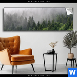 Spannbild Wald Im Nebel Panorama Produktvorschau mit dem Bild Wald im Nebel im Format Panorama.