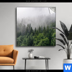 Spannbild Wald Im Nebel Quadrat Produktvorschau mit dem Bild Wald im Nebel im Format Quadrat.