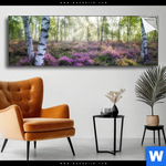 Spannbild Wald Mit Heideblumen Panorama Produktvorschau mit dem Bild Wald mit Heideblumen im Format Panorama.
