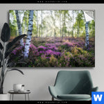 Spannbild Wald Mit Heideblumen Querformat Produktvorschau mit dem Bild Wald mit Heideblumen im Format Querformat.
