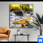 Spannbild Wald Wasserfall No 2 Quadrat Produktvorschau mit dem Bild Wald & Wasserfall No. 2 im Format Quadrat.