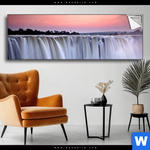 Spannbild Wasserfall Bei Abendroete Panorama Produktvorschau mit dem Bild Wasserfall bei Abendröte im Format Panorama.