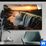 Spannbild Wasserfall Bei Abendsonne Querformat Produktvorschau mit dem Bild Wasserfall bei Abendsonne im Format Querformat.