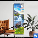 Spannbild Wasserfall Bei Sonnenuntergang Schmal Produktvorschau mit dem Bild Wasserfall bei Sonnenuntergang im Format Schmal.