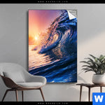 Spannbild Welle Im Sonnenuntergang Hochformat Produktvorschau mit dem Bild Welle im Sonnenuntergang im Format Hochformat.