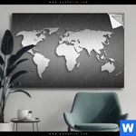 Spannbild Weltkarte Edelstahloptik Querformat Produktvorschau mit dem Bild Weltkarte Edelstahloptik im Format Querformat.