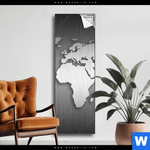 Spannbild Weltkarte Edelstahloptik Schmal Produktvorschau mit dem Bild Weltkarte Edelstahloptik im Format Schmal.