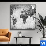 Spannbild Weltkarte Grautoene Quadrat Produktvorschau mit dem Bild Weltkarte Grautöne im Format Quadrat.