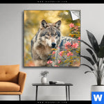 Spannbild Wolfsblick Im Fruehling Quadrat Produktvorschau mit dem Bild Wolfsblick im Frühling im Format Quadrat.