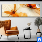 Spannbild Zarte Blueten In Orange Panorama Produktvorschau mit dem Bild Zarte Blüten in Orange im Format Panorama.