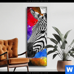 Spannbild Zebra Pop Art No 1 Schmal Produktvorschau mit dem Bild Zebra Pop Art No.1 im Format Schmal.