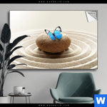 Spannbild Zen Stein Mit Schmetterling Querformat Produktvorschau mit dem Bild Zen Stein mit Schmetterling im Format Querformat.