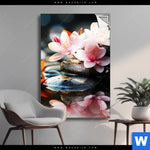 Spannbild Zen Steine Mit Blumen Hochformat Produktvorschau mit dem Bild Zen Steine mit Blumen im Format Hochformat.