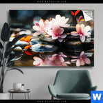 Spannbild Zen Steine Mit Blumen Querformat Produktvorschau mit dem Bild Zen Steine mit Blumen im Format Querformat.