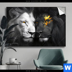 Spannbild Zwei Loewen Schwarz Weiss Querformat Produktvorschau mit dem Bild Zwei Löwen Schwarz & Weiß im Format Querformat.