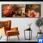 Wechselmotiv Abstrakter Buddha Blumen Panorama Produktvorschau mit dem Bild Abstrakter Buddha & Blumen im Format Panorama.