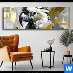 Wechselmotiv Abstrakter Papagei Mit Gold Panorama Produktvorschau mit dem Bild Abstrakter Papagei mit Gold im Format Panorama.