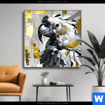 Wechselmotiv Abstrakter Papagei Mit Gold Quadrat Produktvorschau mit dem Bild Abstrakter Papagei mit Gold im Format Quadrat.