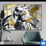 Wechselmotiv Abstrakter Papagei Mit Gold Querformat Produktvorschau mit dem Bild Abstrakter Papagei mit Gold im Format Querformat.
