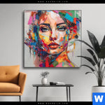 Wechselmotiv Abstraktes Frauenportraet Aurora Quadrat Produktvorschau mit dem Bild Abstraktes Frauenporträt Aurora im Format Quadrat.