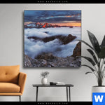 Wechselmotiv Alpen Im Nebel Quadrat Produktvorschau mit dem Bild Alpen im Nebel im Format Quadrat.