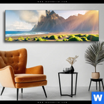 Wechselmotiv Beeindruckendes Island Panorama Produktvorschau mit dem Bild Beeindruckendes Island im Format Panorama.