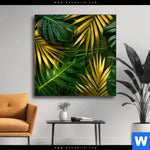 Wechselmotiv Blaetter Gold Gruen Quadrat Produktvorschau mit dem Bild Blätter Gold Grün im Format Quadrat.