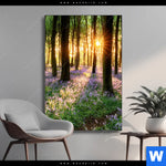 Wechselmotiv Bluehender Wald Bei Sonnenaufgang Hochformat Produktvorschau mit dem Bild Blühender Wald bei Sonnenaufgang im Format Hochformat.