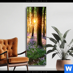 Wechselmotiv Bluehender Wald Bei Sonnenaufgang Schmal Produktvorschau mit dem Bild Blühender Wald bei Sonnenaufgang im Format Schmal.