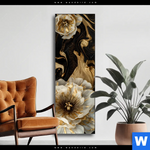Wechselmotiv Blueten Gold Weiss Schwarz Schmal Produktvorschau mit dem Bild Blüten Gold Weiß Schwarz im Format Schmal.