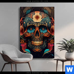 Wechselmotiv Blumenschaedel Schwarz Hochformat Produktvorschau mit dem Bild Blumenschädel schwarz im Format Hochformat.