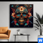 Wechselmotiv Blumenschaedel Schwarz Quadrat Produktvorschau mit dem Bild Blumenschädel schwarz im Format Quadrat.