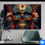 Wechselmotiv Blumenschaedel Schwarz Querformat Produktvorschau mit dem Bild Blumenschädel schwarz im Format Querformat.